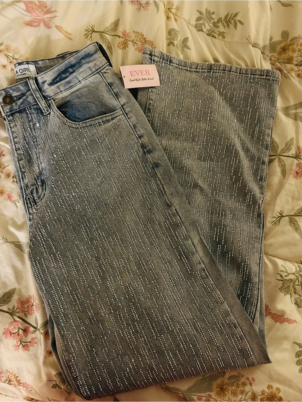 La girl embellished jeans straight leg sz 5